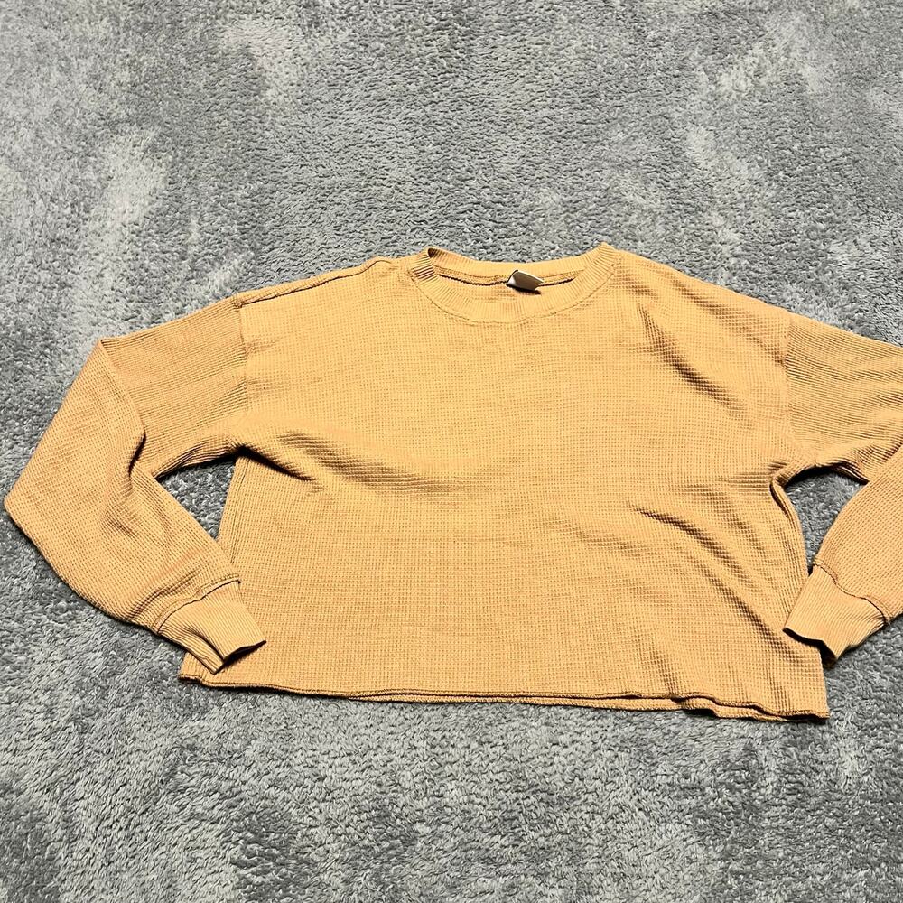 TNA Waffle Knit Top Shirt Womens XS Oversized Cropped Basic Streetwear